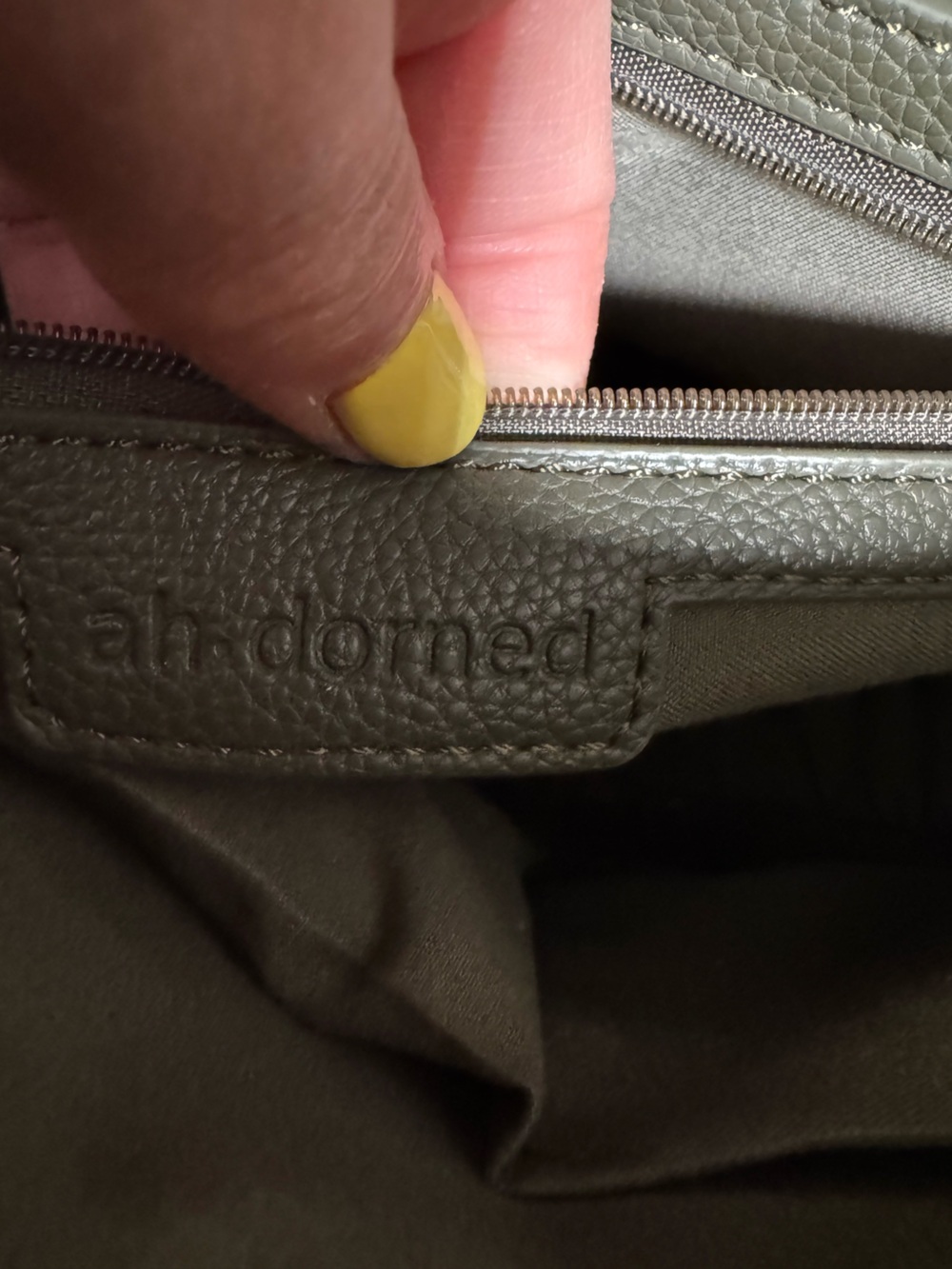 Olive Green Women's Crossbody Bag with Patterned Removable Strap - Picture 4 of 5
